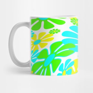 60's Retro Liquid Flowers in Lime Green, Aqua Blue and Yellow Mug